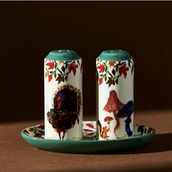 Anthropologie Thanksgiving Salt & Pepper Shakers Inslee Fariss Autumn's Bounty - Picture 2 of 12
